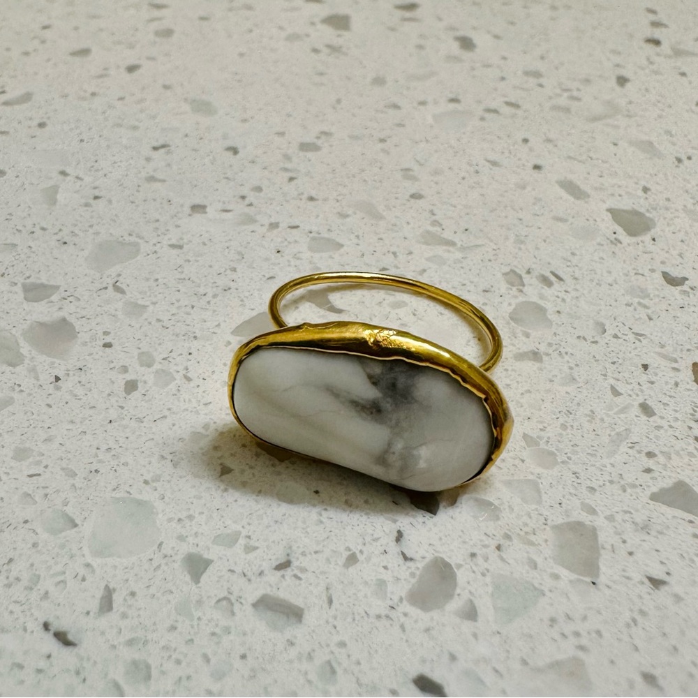 Ringcrush Howlite Gold Filled Ring, sz 7.5